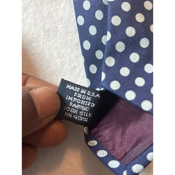 Polo By Ralph Lauren Mens Silk Polka Dot Tie Blue & White - Picture 7 of 7